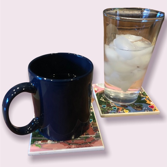 Disneyland Map Coasters (6) Handmade 4x4 Limited Edition Disney Valentine’s Day - Picture 6 of 6